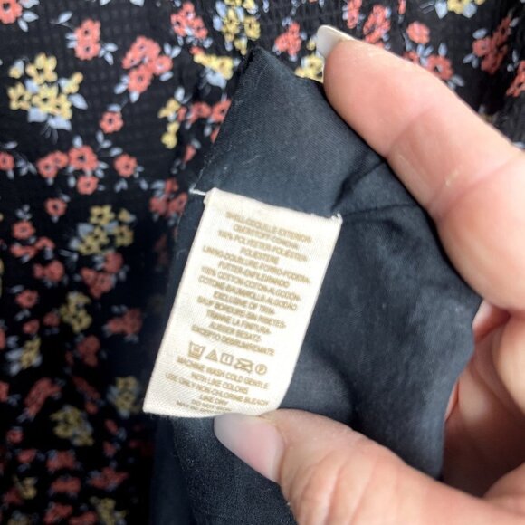 FREE People‎ Women's Black Floral Babydoll Boho Mini Dress Size Small - Picture 11 of 11